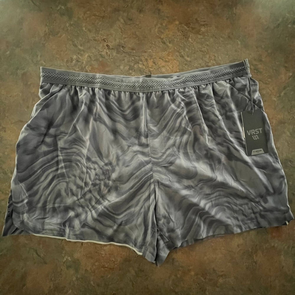 VRST Mens 5" Velocity Run Shorts Ripple Grey Lava XXL